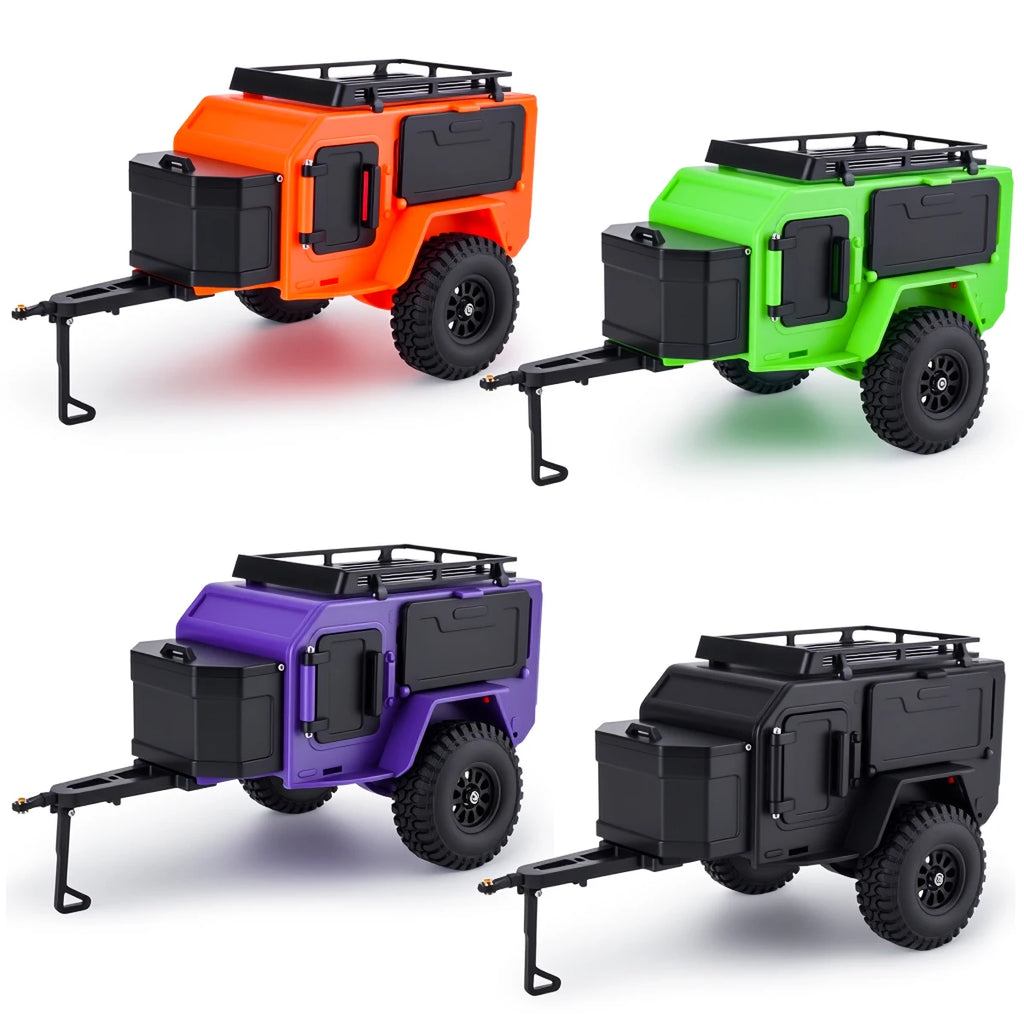 Plastic Off-Road Camping Trailer Motorhome RV Trailers with Stickers for 1/18 1/24 RC Crawler TRX4M SCX24 Decorative Parts