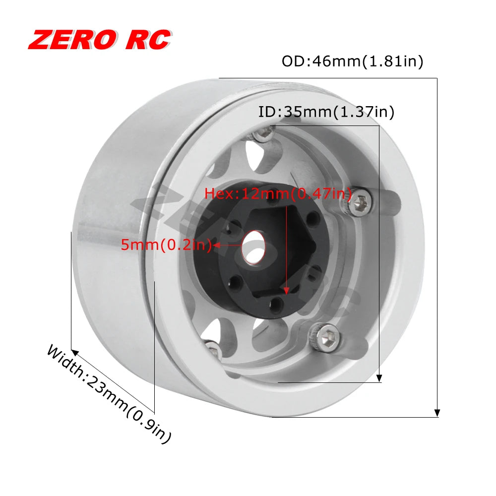 RC CAR METAL 1.55 Beadlock Wheel 10-Spoke For 1/10 1/12 MN Tamiya 1/18 UTB18 CAPRA WPL MST RC4WD D90 TF2 1.55" Tires