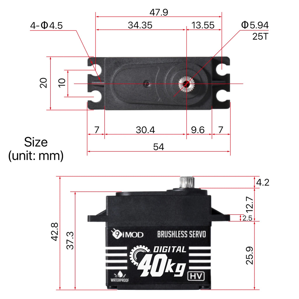 9imod Brushless Servo Waterproof Digital Metal Gear Servo for 1/8 1/10 RC Crawler Car Boat