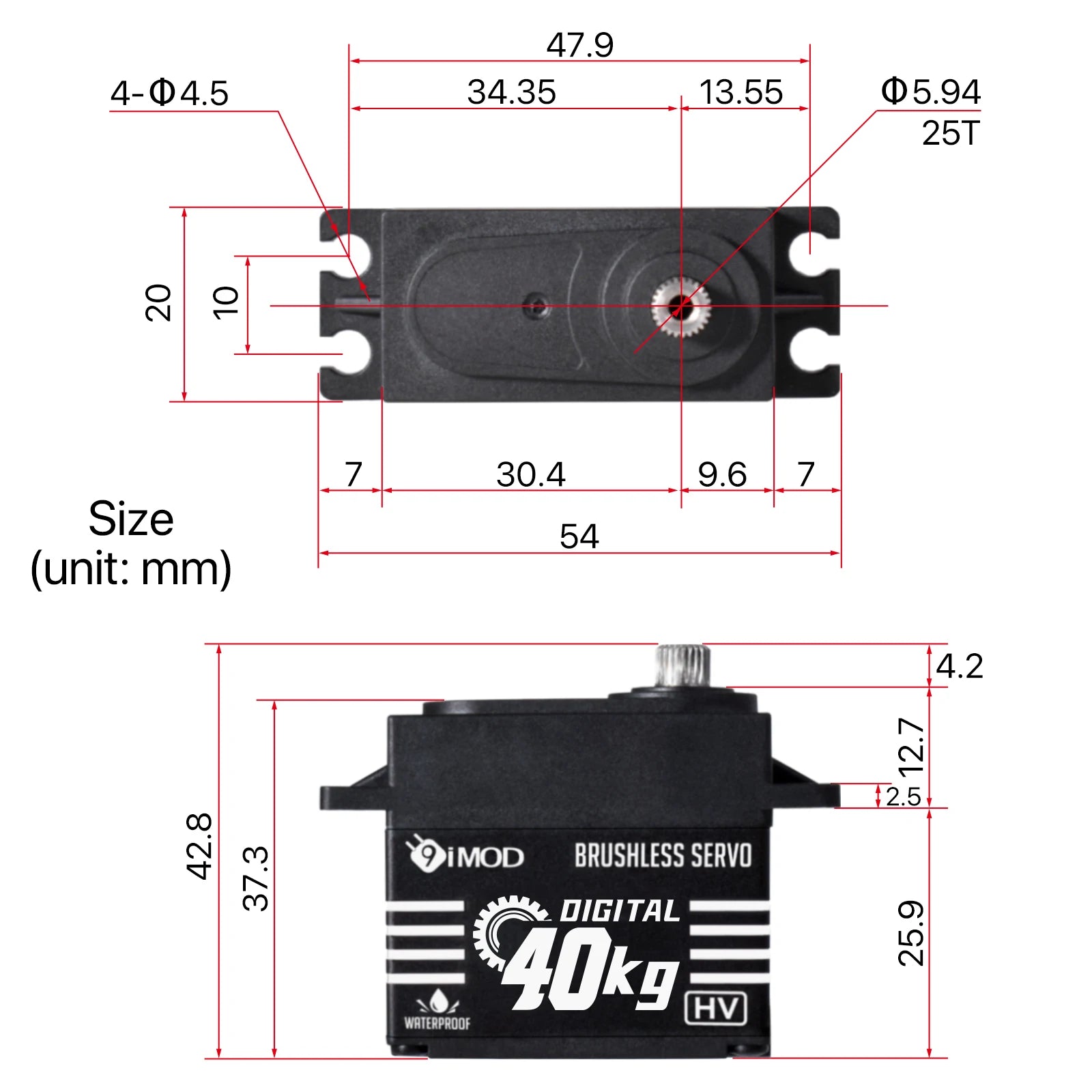 9imod Brushless Servo Waterproof Digital Metal Gear Servo for 1/8 1/10 RC Crawler Car Boat