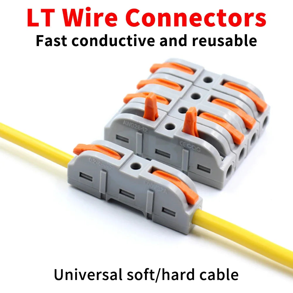 10 pcs LT-211 Quick Terminal Block 1 in 1 out 0.08-4mm² sq. freely combinable and reusable Hard and soft wires
