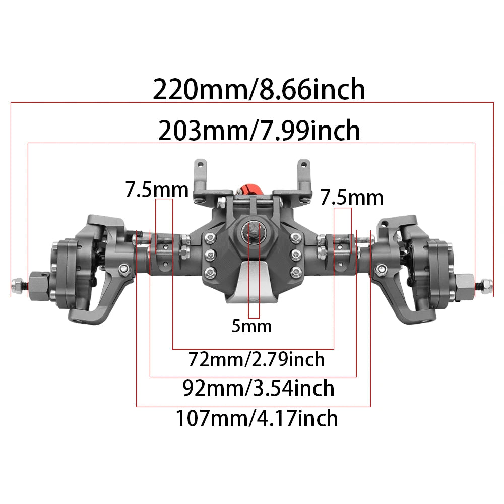 New CNC Machined Aluminum Alloy Front and Rear Portal Axle for 1/10 RC Crawler Car Axial SCX10 II 90046 90047 Redcat GEN8 RGT
