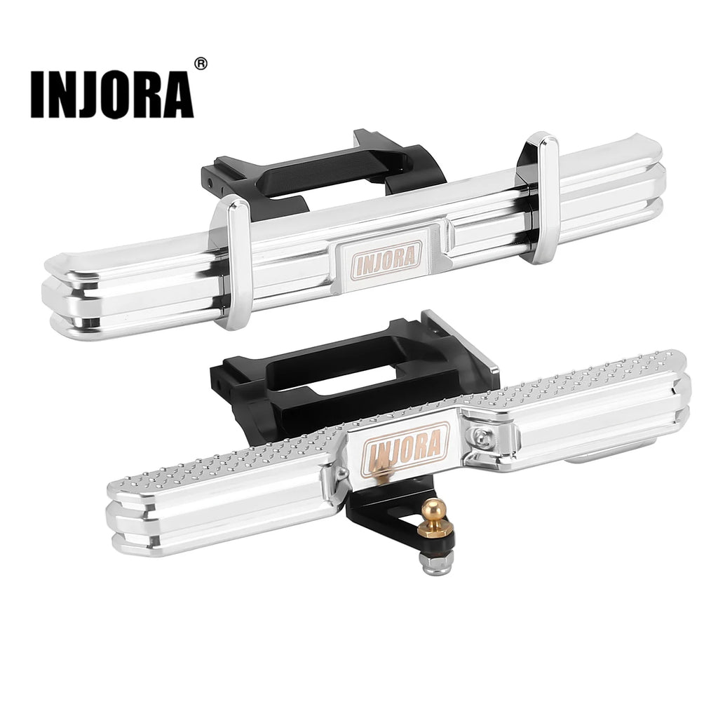 INJORA CNC Aluminum Front Rear Bumper with Dual Exhaust for 1/18 RC Crawler TRX4M High Trail F150 Upgrade (4M-95)