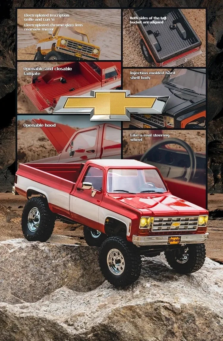 FMS FCX18 1:18 Chevrolet K10 Pickup Truck Officially Authorized Classic Retro Off-road Climbing RC Car Model RTR