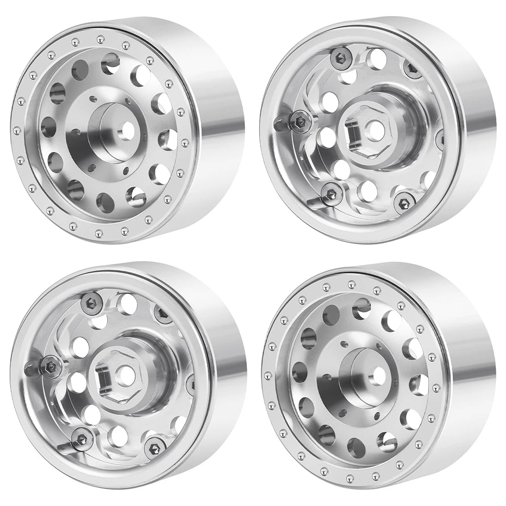 AXSPEED 4PCS CNC Aluminium 1.3inch Beadlock Wheel Rim Wheel Hub for TRX4M Axial SCX24 FMS FCX24 1/18 1/24 RC Crawler Car