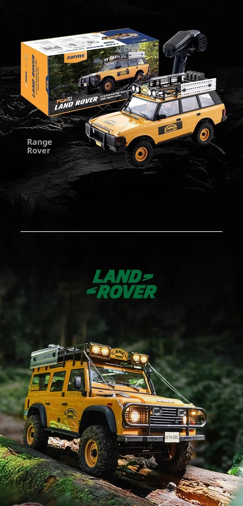 FMS 1/10 FCX10 Camel Cup 4WD RC Car Simulation Electric brushed Two speed Remote Control Climbing Off Road Vehicle Model Gift
