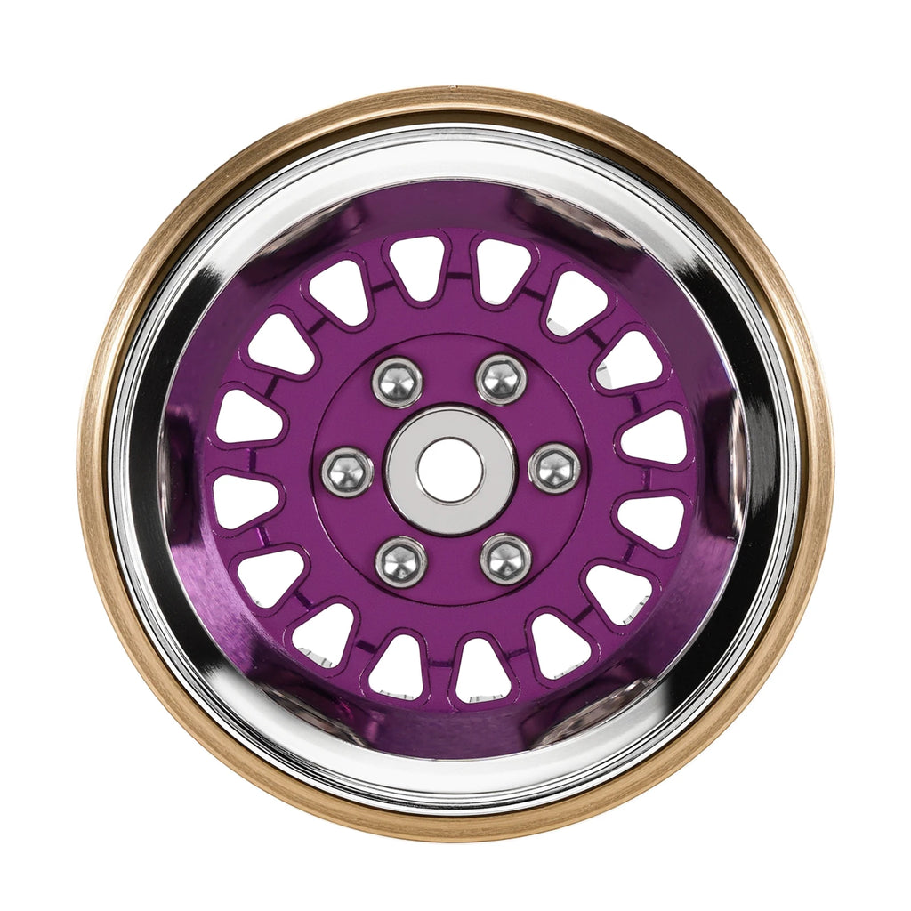 INJORA ModuWheel 1.3" Brass & Aluminum Beadlock Wheels, Negative Offset, for 1/18 1/24 RC Crawlers