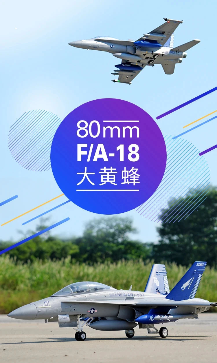 FMSRC RC Airplane 80mm Ducted Fan EDF Jet F18 F-18 Hornet 6CH with Flaps Retracts 6S Hobby Model Plane Aircraft Avion