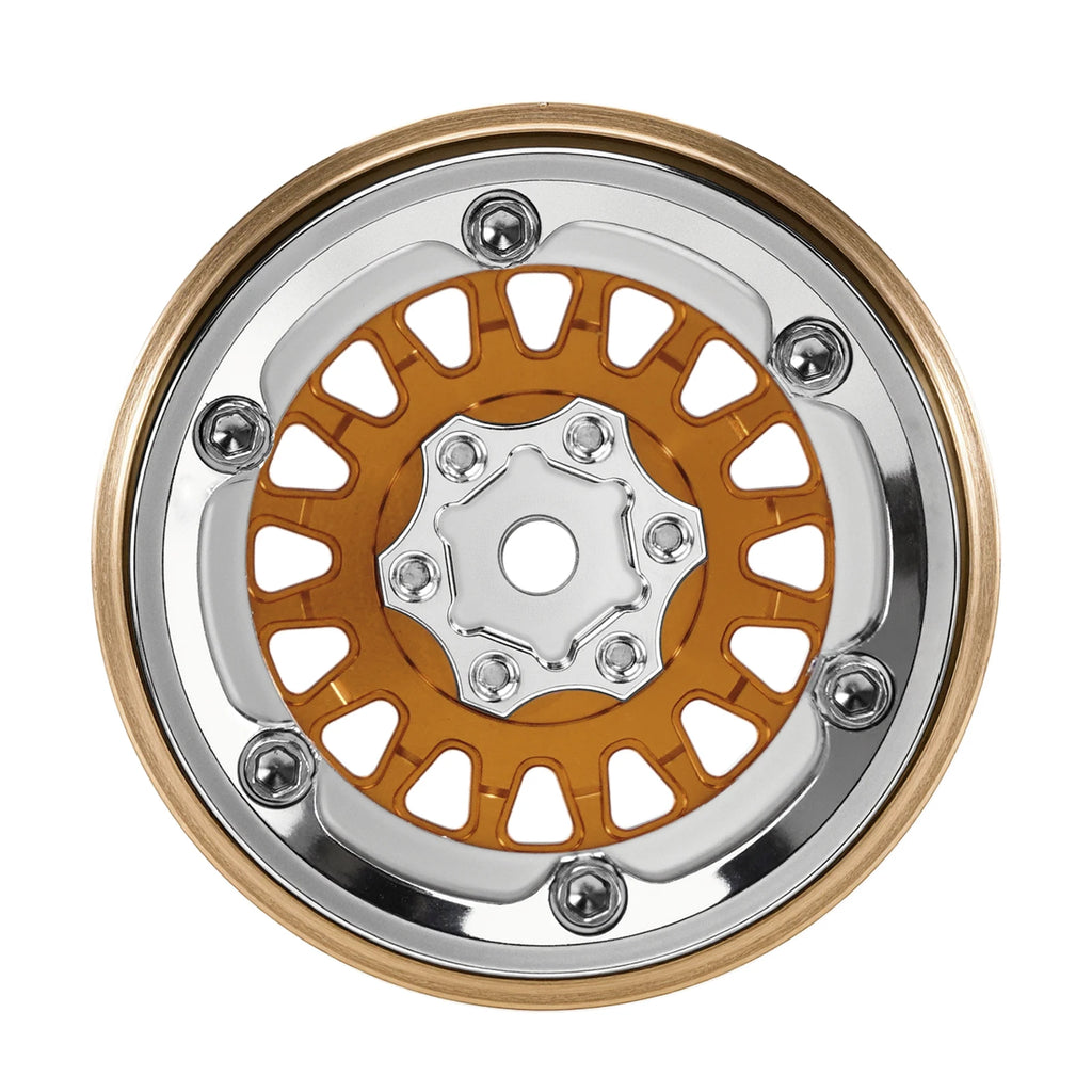 INJORA ModuWheel 1.3" Brass & Aluminum Beadlock Wheels, Negative Offset, for 1/18 1/24 RC Crawlers