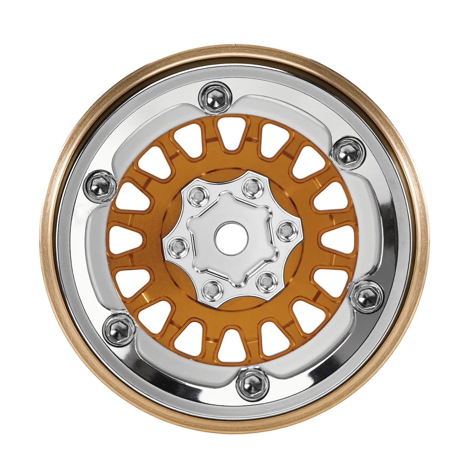 INJORA ModuWheel 1.3" Brass & Aluminum Beadlock Wheels, Negative Offset, for 1/18 1/24 RC Crawlers