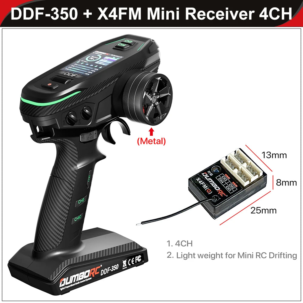 DUMBORC DDF-350 Transmitter with Receiver 2.4G 10CH Digital Radio Remote Controller for RC Car Boat Tank LCD FHSS System