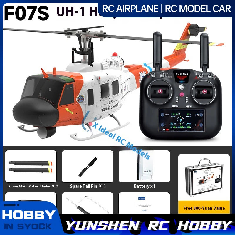 Yuxiang F07s Huey F02s Flying Wolf Armed 1/34 Remote Control Helicopter Gps Positioning Tof Height Control Brushless Motor