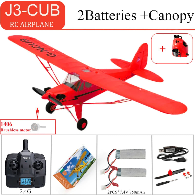 2024 RC Airplane WLtoys A160 Upgrade J3-CUB 5CH Remote Control Plane 3D/6G 1406 Brushless Motor Outdoor Foam Fixed-wing aircraft