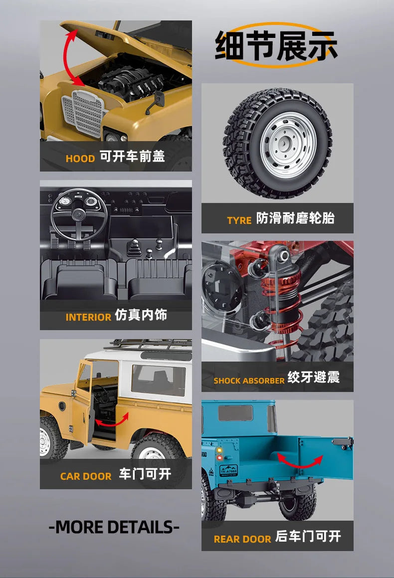 1:10 full scale pickup truck 4X4 professional remote control vehicle Defender simulated off-road climbing vehicle RC CAR