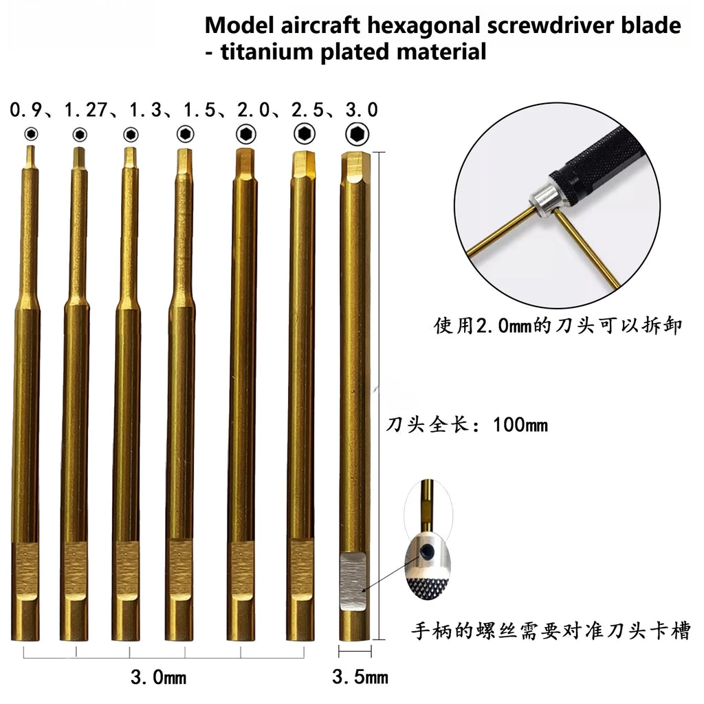Model aircraft titanium plated hexagonal color round handle screwdriver set RC remote control car model maintenance