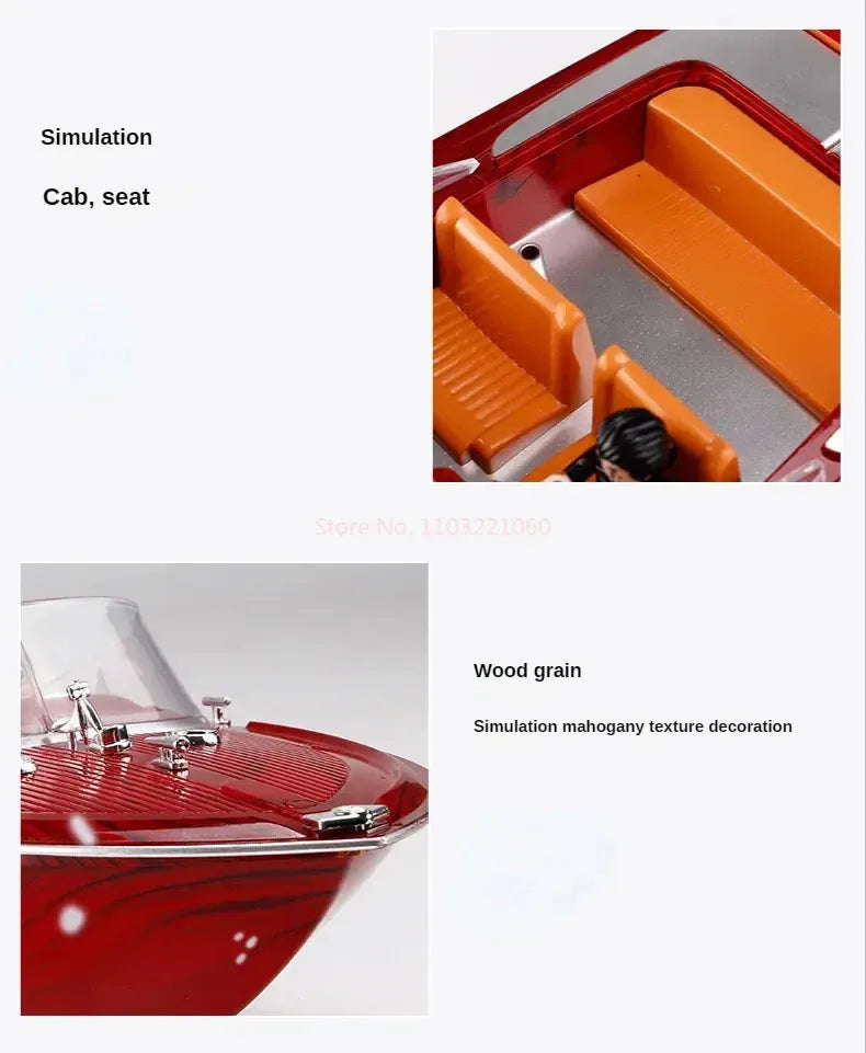 Remote Control Boat Retro Speed Boat High Horsepower Electric Yacht Cruise Model Racing Boat Boy Water Classic Toy