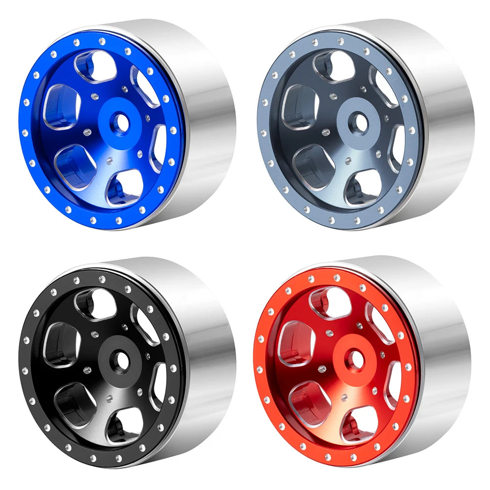 AXSPEED 4PCS CNC Aluminium 1.3inch Beadlock Wheel Rim Wheel Hub for TRX4M Axial SCX24 FMS FCX24 1/18 1/24 RC Crawler Car