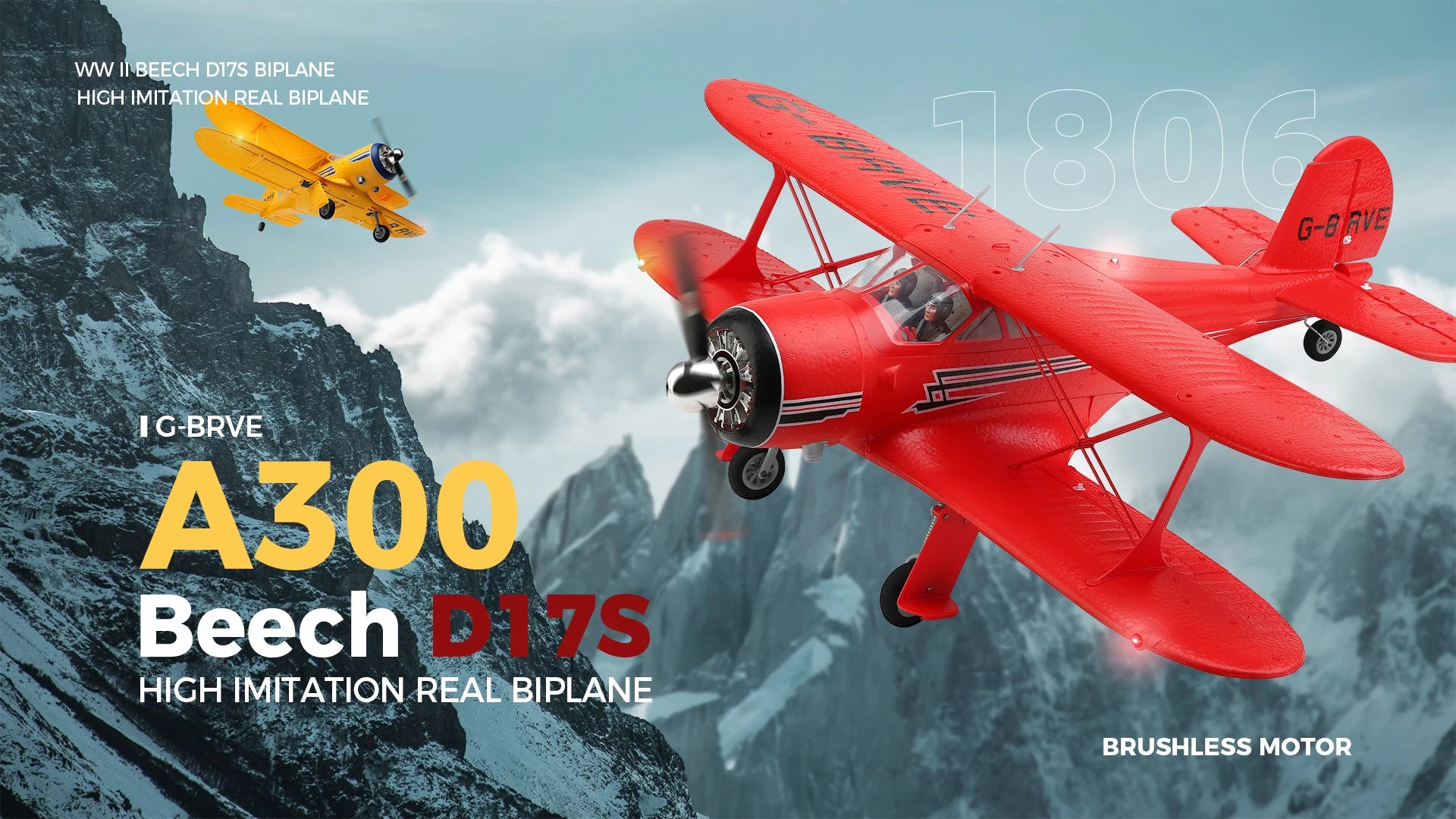 WLtoys XK A300 Beech-D17S RC Plane 4CH Brushless Motor Double Wings Remote Control Airplane 3D6G Aircraft Toys for Kids Adults