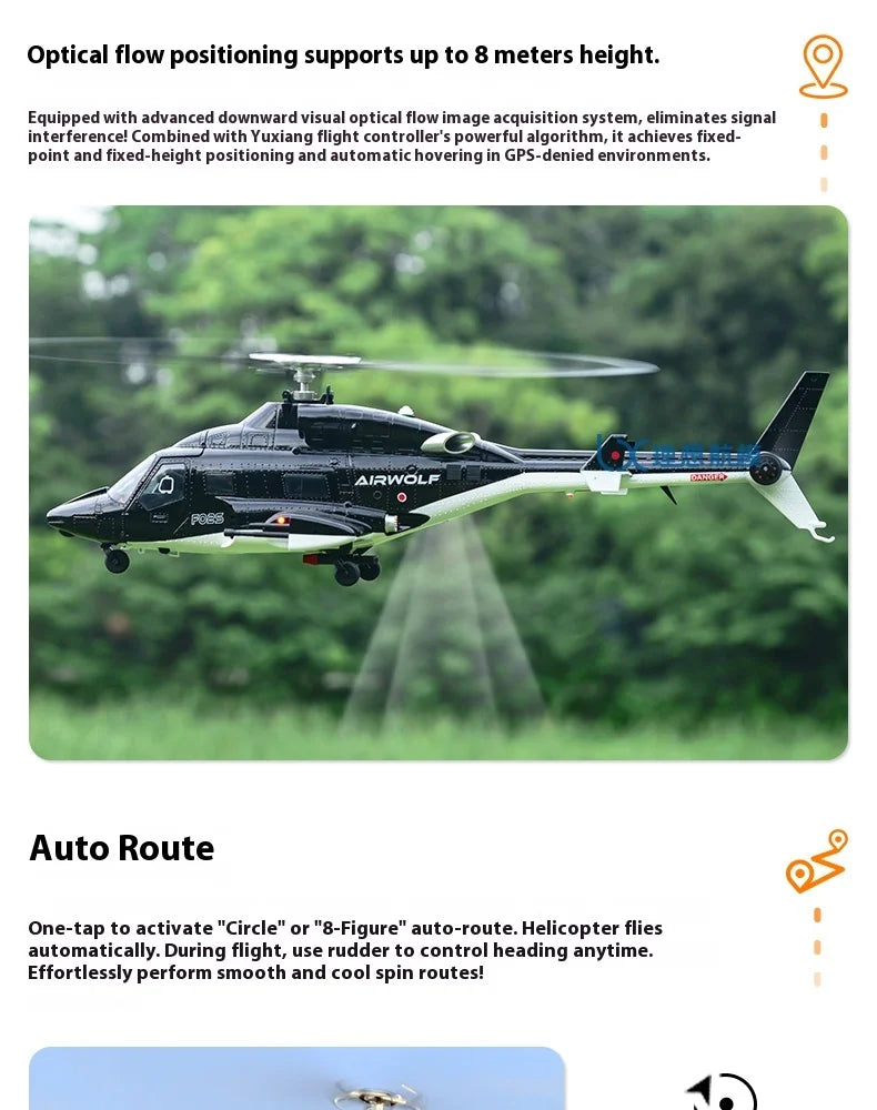 Yuxiang F07s Huey F02s Flying Wolf Armed 1/34 Remote Control Helicopter Gps Positioning Tof Height Control Brushless Motor
