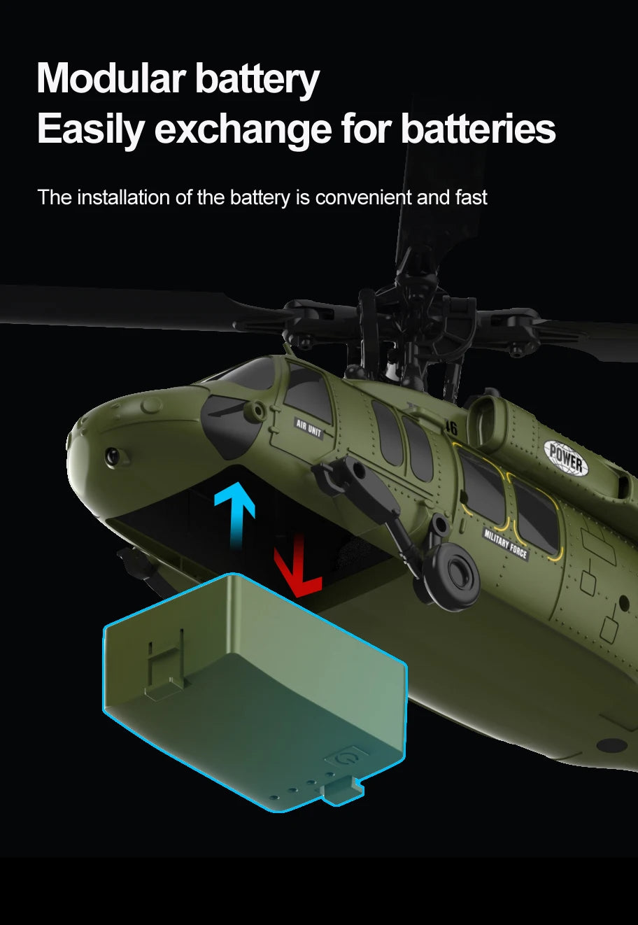 K200 UH-60 Simulation Black-Hawkk 6CH RC Helicopter 2.4G Aerobatic Remote Control  Altitude Hold & Optical Flow Positioning RTF