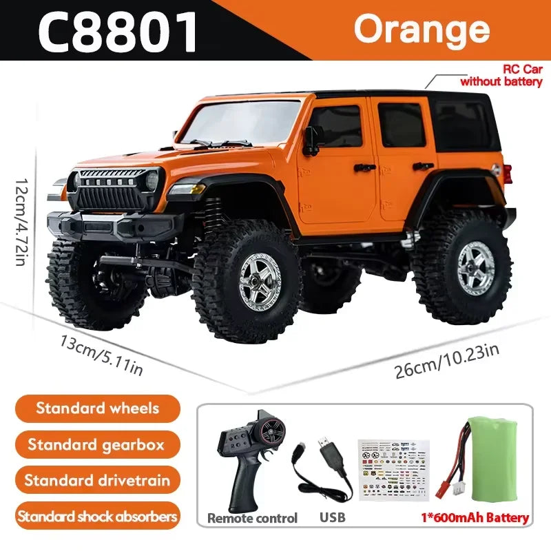 C8801 PRO/ C8801 1/18 RC Car With Light 2.4G 4WD Electric Climbing High-Speed Off-Road Vehicle Remote Control Toys For Kid Adult