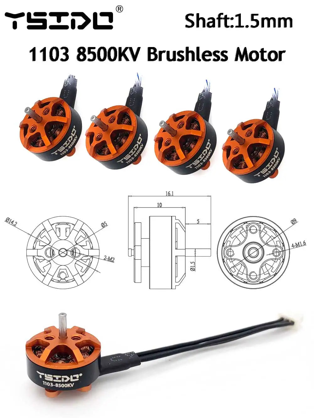 4PCS YSIDO 1103 1104 1204 1303 1404 1505 1604 Brushless Motor for RC FPV Fixed-wing Racing Drone RC Quadcopter RC Accessories
