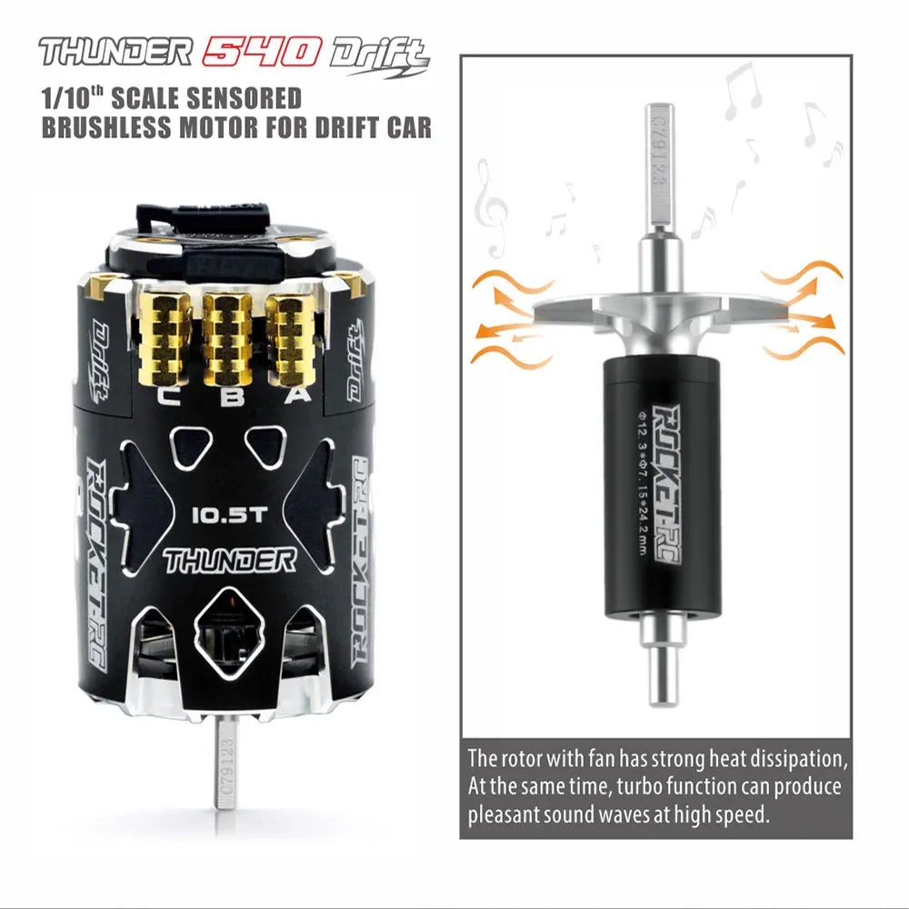 Surpass Hobby Rocket-RC 540 Sensored Brushless Motor 10.5T 13.5T 2-3S 3.175 mm Shaft for 1/10 RC Racing Drift Car Parts