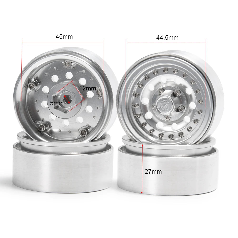 AXSPEED Aluminum Alloy 1.9 inch Beadlock Wheel Rims Hubs 27mm for TRX-4 D90 Axial SCX10 CC01 1/10 RC Crawler Car Truck Parts