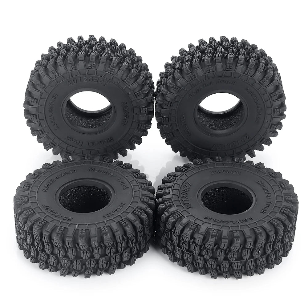 YEAHRUN 4Pcs 1.0inch Soft Rubber Wheel Tires 50/54/58/62/64/65mm for TRX-4M 1/18 Axial SCX24 1/24 RC Crawler Car Upgrade Parts