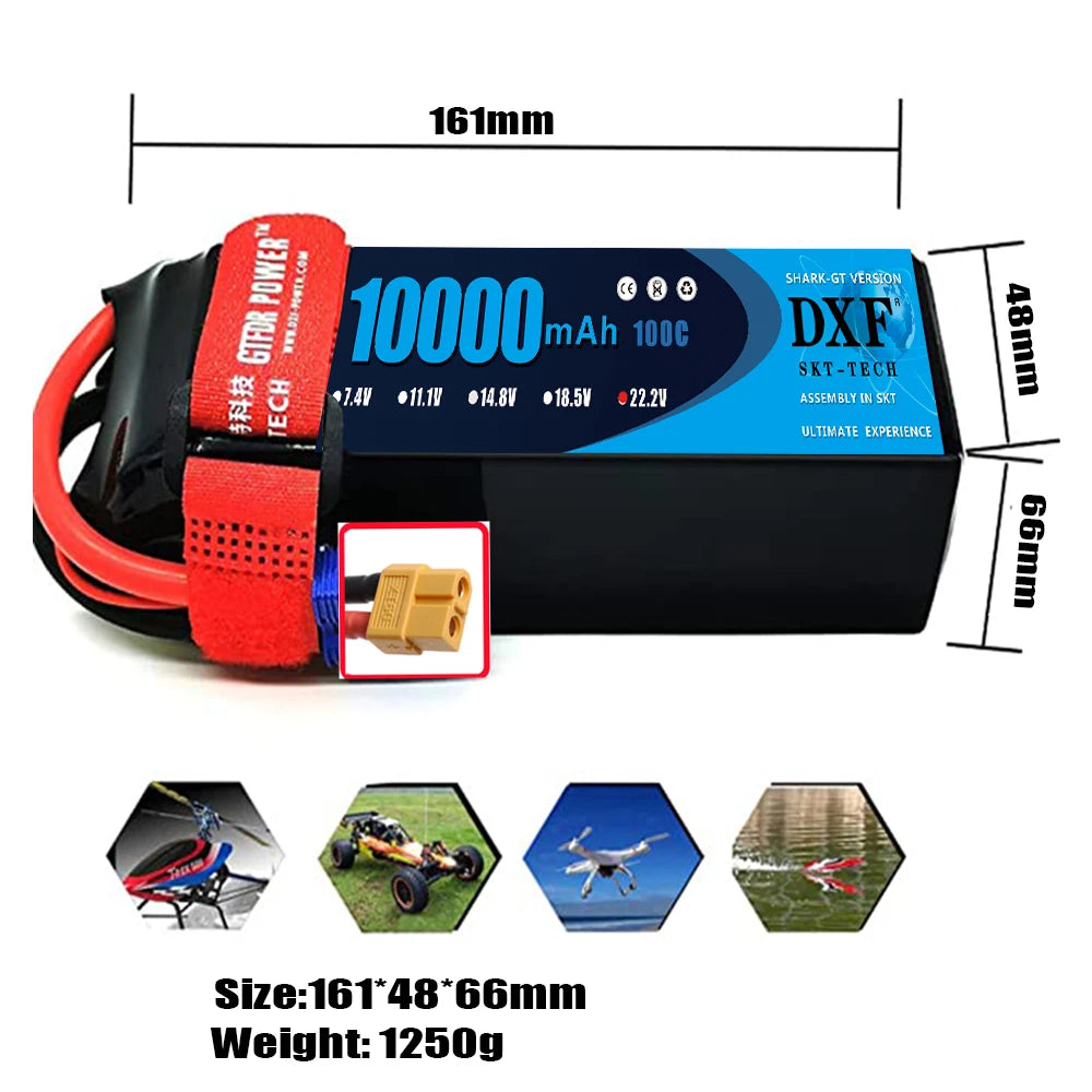 DXF 6S Lipo 22.2V 7000mAh 10000mAh 5200mAh Softcase Battery with XT60 EC5 XT90 for Car Truck Tank RC Buggy Truggy Racing Hobby