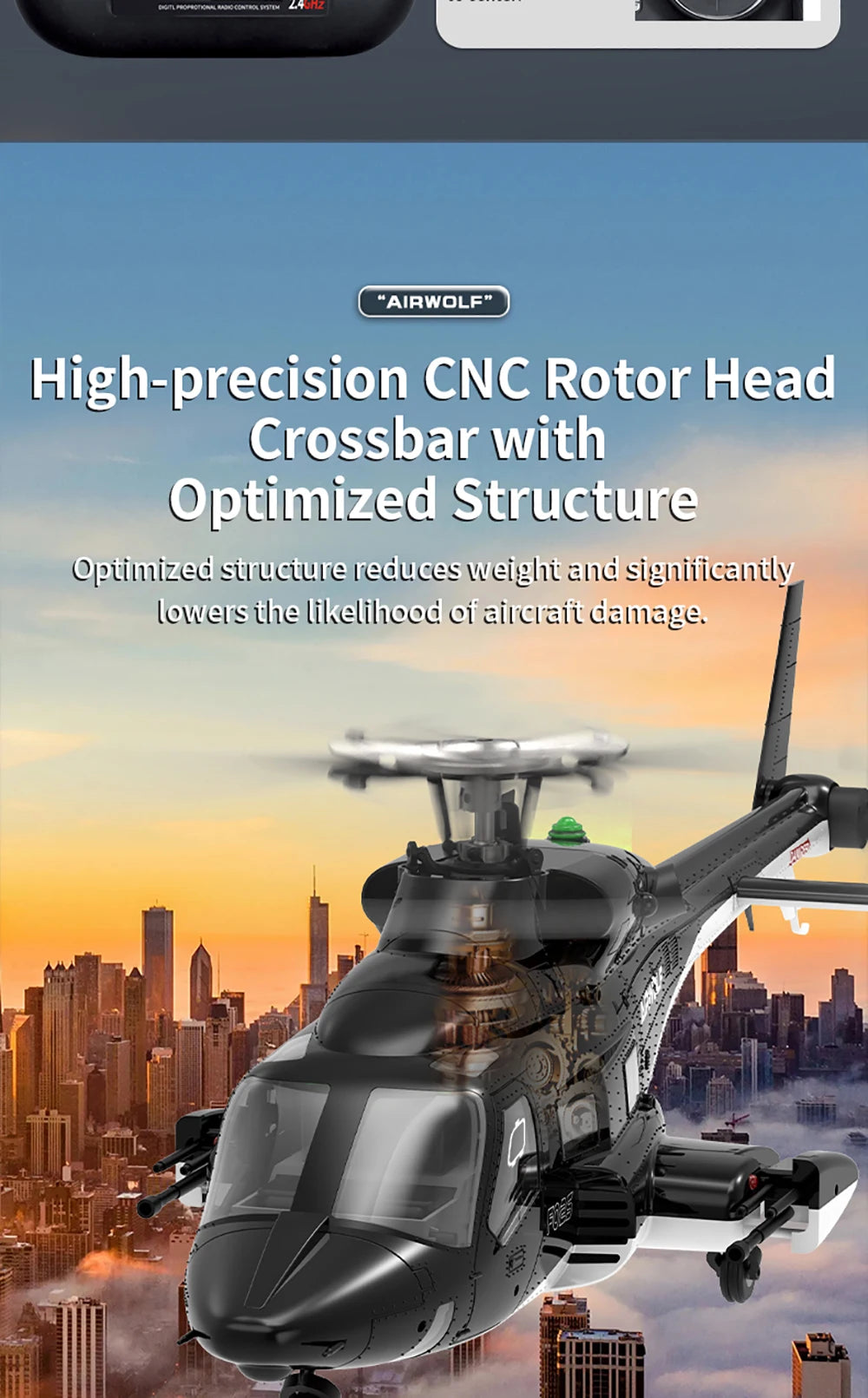 YUXIANG Airwolf RC Helicopter 1:34 9CH GPS Brushless Optical Flow Positioning