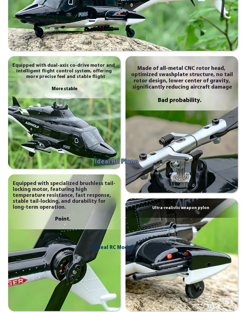 Yuxiang F07s Huey F02s Flying Wolf Armed 1/34 Remote Control Helicopter Gps Positioning Tof Height Control Brushless Motor