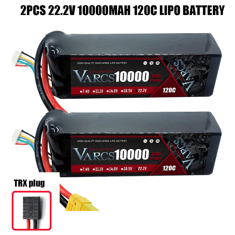 2PCS VARCS 7.4V 7.6V 11.4V 11.1V 15.2V 14.8V 22.2V 2S 3S 4S 6S 5200Mah 6300Mah 6500mAh 6200mAh 6750mAh 8000mAh 7000mAh 10000mah