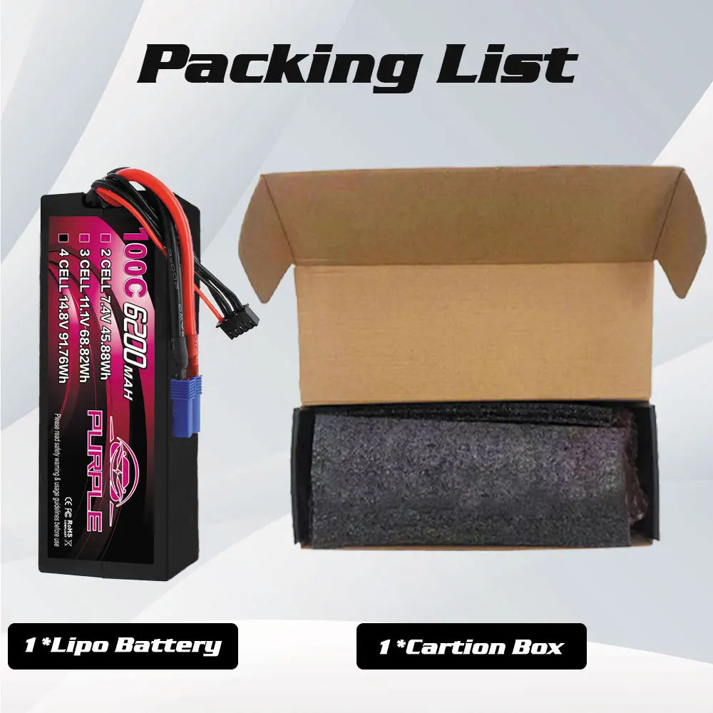 4S 14.8V Lipo Battery 6200mAh 100C Hardcase with EC5 Plug For RC Car Boat Vehicles Truck Tank Truggy Buggy Racing Hobby