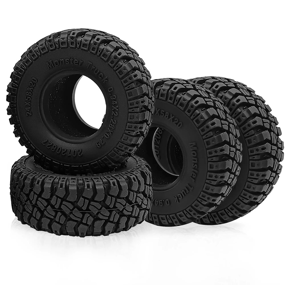 YEAHRUN 4Pcs 1.0inch Soft Rubber Wheel Tires 50/54/58/62/64/65mm for TRX-4M 1/18 Axial SCX24 1/24 RC Crawler Car Upgrade Parts