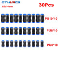 30/40/50/60/70pcs Pneumatic Fitting Straight Push Plastic Connector 6/8/10/12mm Trachea Connector PU  Air Hose Tube
