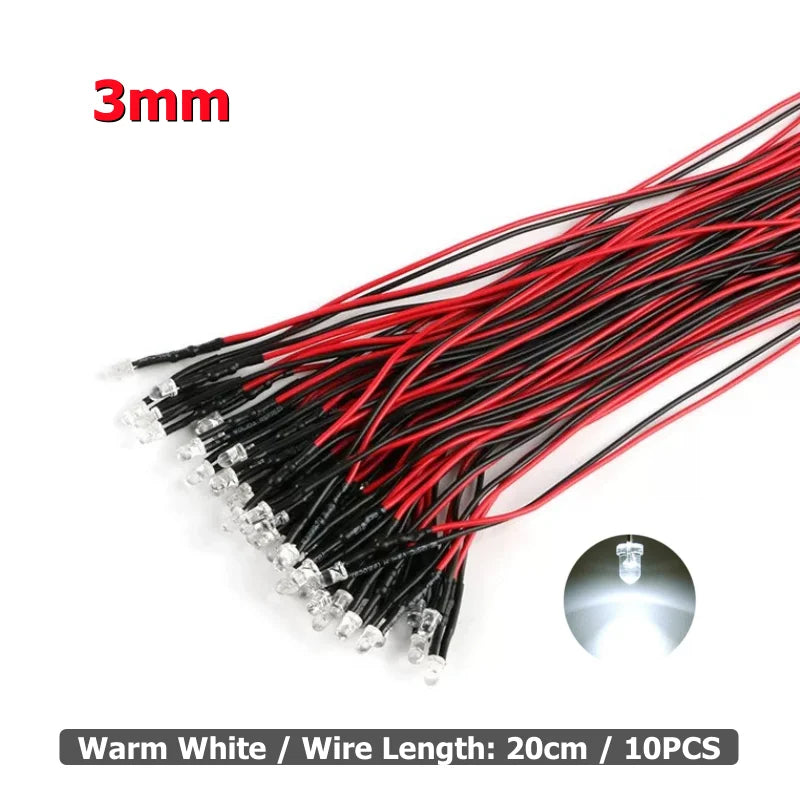 10Pcs 3mm 5mm LED Light 3V-12V Red Green Blue White Multicolor Pilot lamp For RC Crawler Car Traxxas TRX4 Axial Toy Parts