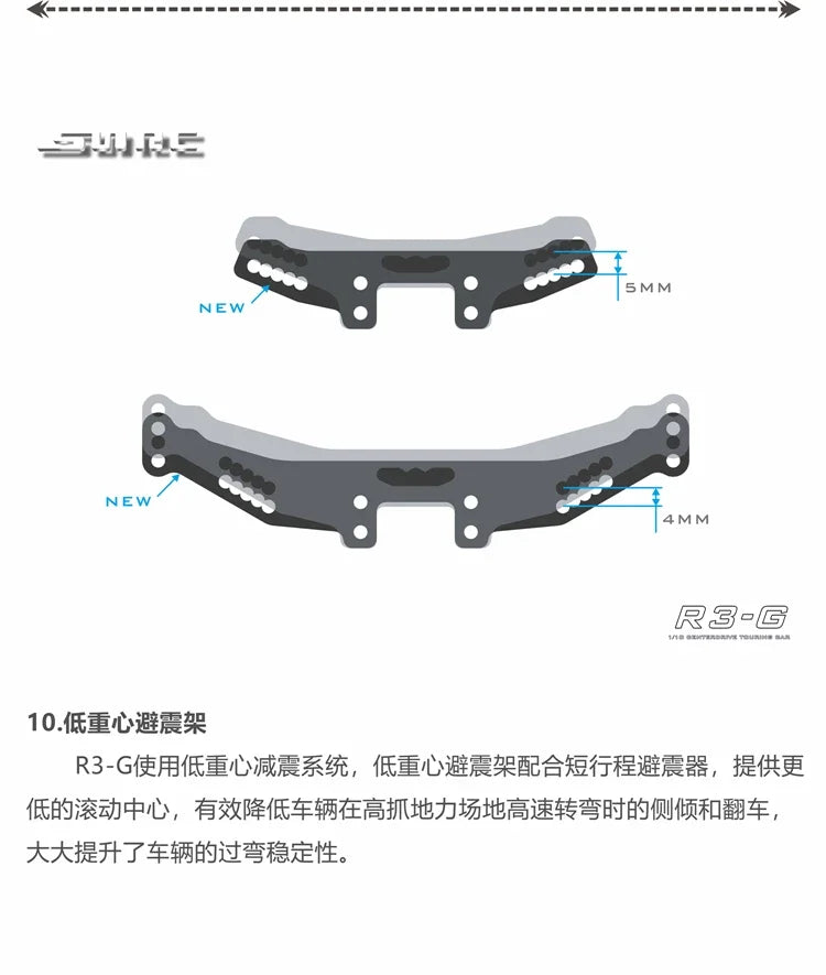 SNRC 120002 R3-G 1/10 RC Remote Control Vehicle Professional 4WD Electric Touring Car Racing Flat Car Frame