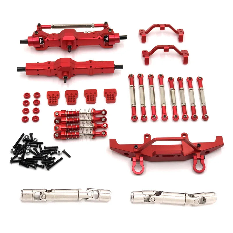 WPL C14 C24 C24-1 Metal Front and Rear Axle Chassis Link Rod Pull Rod Mount Shock Absorber Set 1/16 RC Car Upgrade Parts ﻿