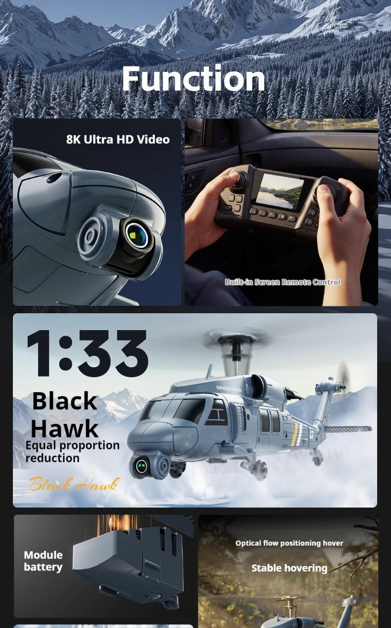 4DRC L2 Apache Military Remote Control Helicopter 6 Axis Gyro Single Rotor 8K Aerial Optical Flow With Screen Remote Boys Gift