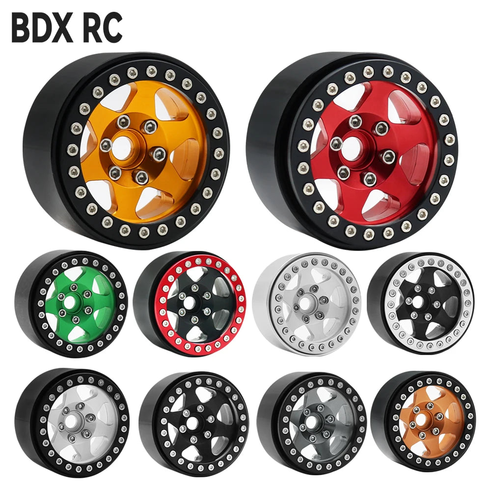 Metal 6 Spokes 1.9 Inch Beadlock Wheel Hub Rim for 1/10 RC Crawler Axial RBX10 SCX10 90046 Capra 1.9 UTB TRX4 RedCat D90