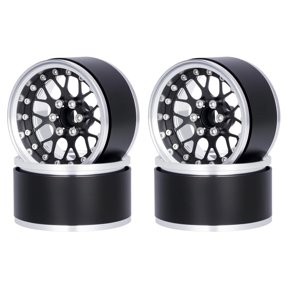 4Pcs Aluminum Alloy 2.2" Beadlock Wheels, Universal Fit for 1/10 RC Crawler Car Axial SCX10 II III & Traxxas TRX4