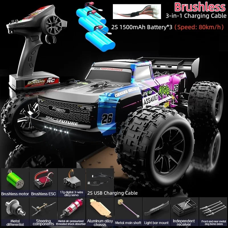 90KM/H High Speed Brushless Four-Wheel Drive Remote Control Car Off-road Vehicle RC Drift Racing With Lights RC Car Adult Toys