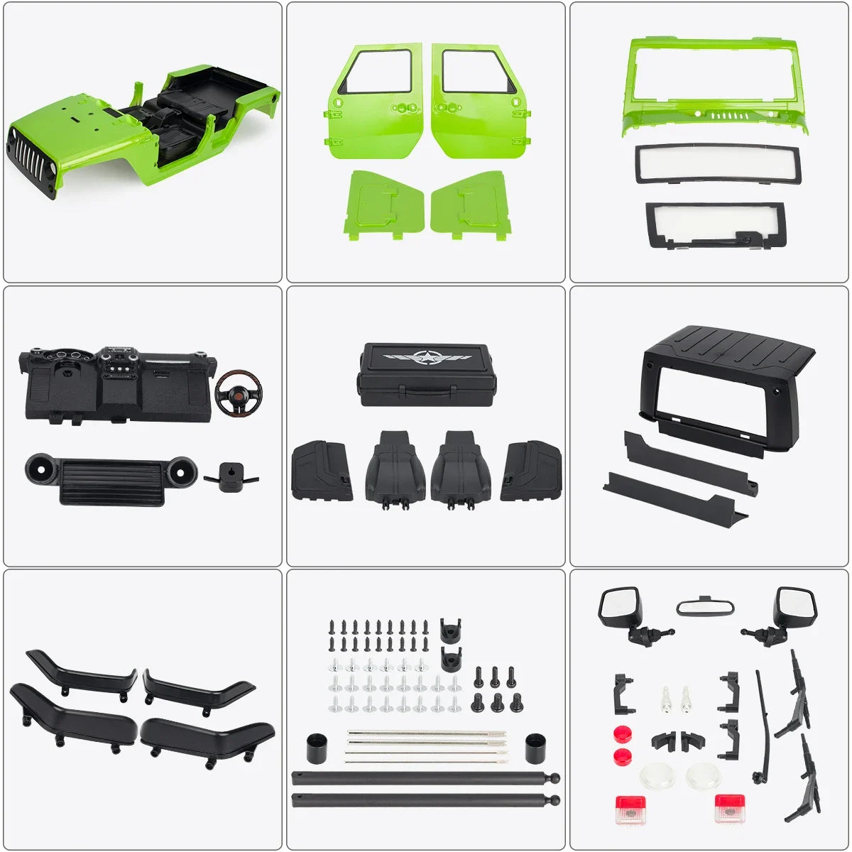 313mm 12.3in Wheelbase Hard Plastic Pickup Body Shell Unassembled Kit for 1/10 RC Crawler Car Axial SCX10 90046 Jeep Wrangler