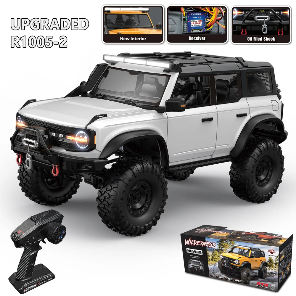 HB 1/10 RC Crawler R1001 4WD RTR Off-road Car with LED 2.4G Electric Remote Control Climbing Rock Buggy Vehicle for Adults