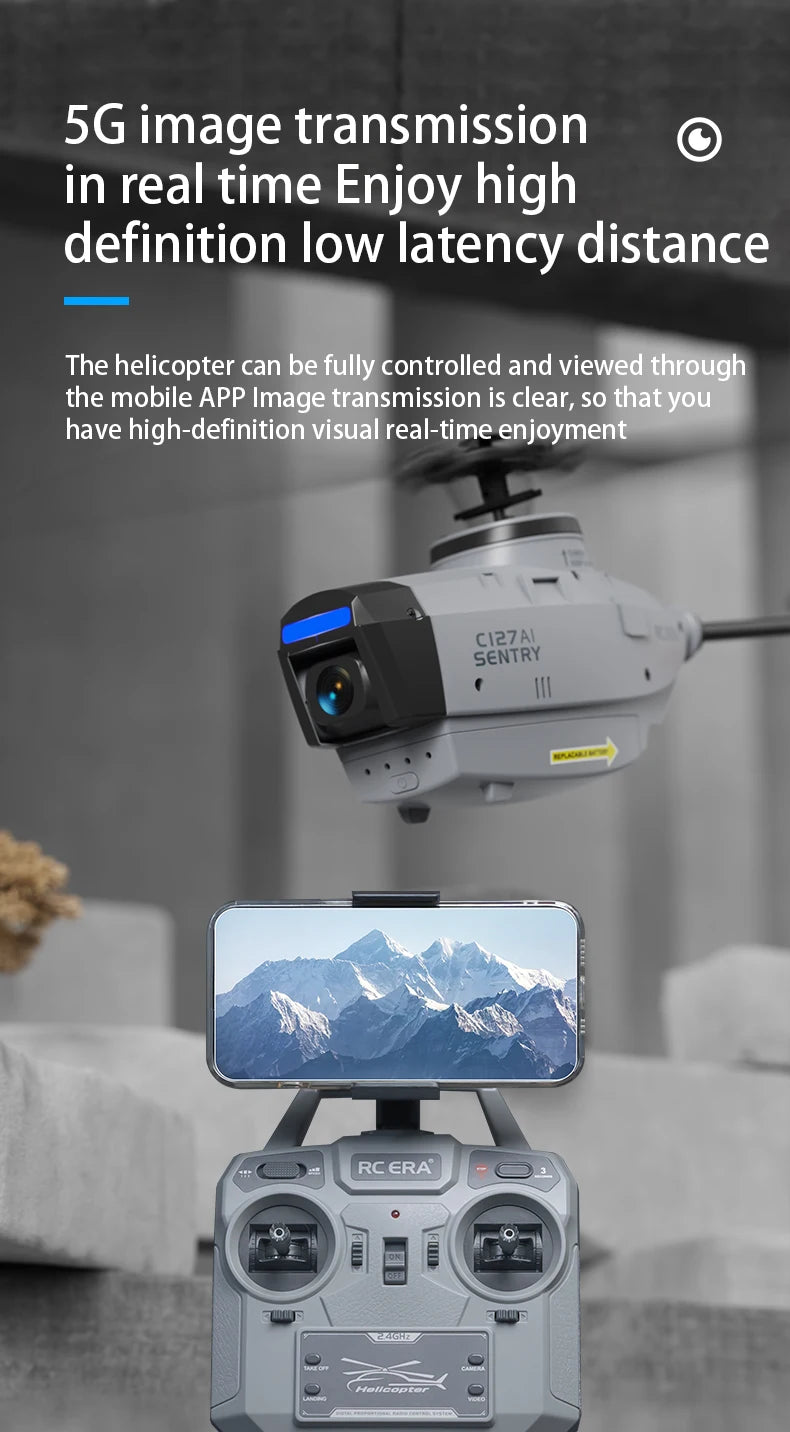C127 C128 RC Helicopter 2.4G 6-Axis Gyro 4CH 720P Camera Altitude Hold Optical Flow FPV RC Helicopter Toys VS C127 AI Brushless