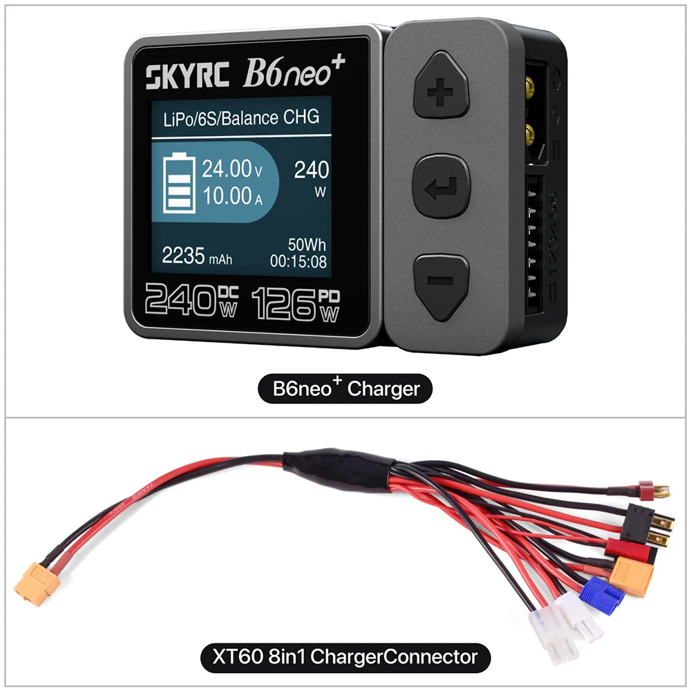SKYRC B6neo+ Smart Charger High Power DC240W PD126W Multilanguage Balance Charger 600mA XT60/Type-C /PSA100 Power Adapter