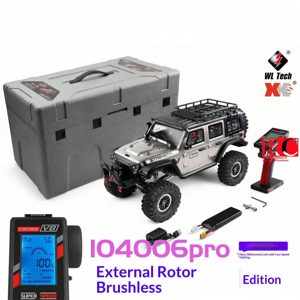 WLtoys 104006 Pro 1/10 RC Electric 4WD Off Road Rock Crawler With Front Rear Differential Lock Dual Speed Transmission Model Car