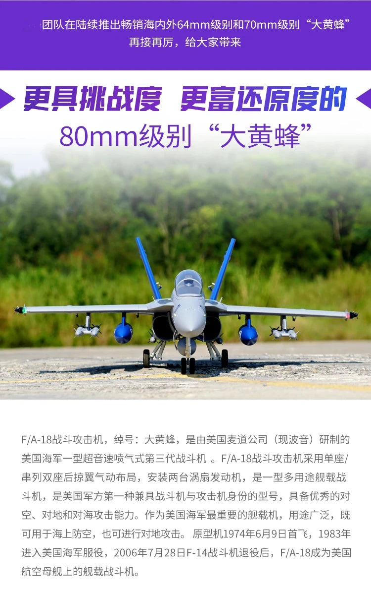FMSRC RC Airplane 80mm Ducted Fan EDF Jet F18 F-18 Hornet 6CH with Flaps Retracts 6S Hobby Model Plane Aircraft Avion