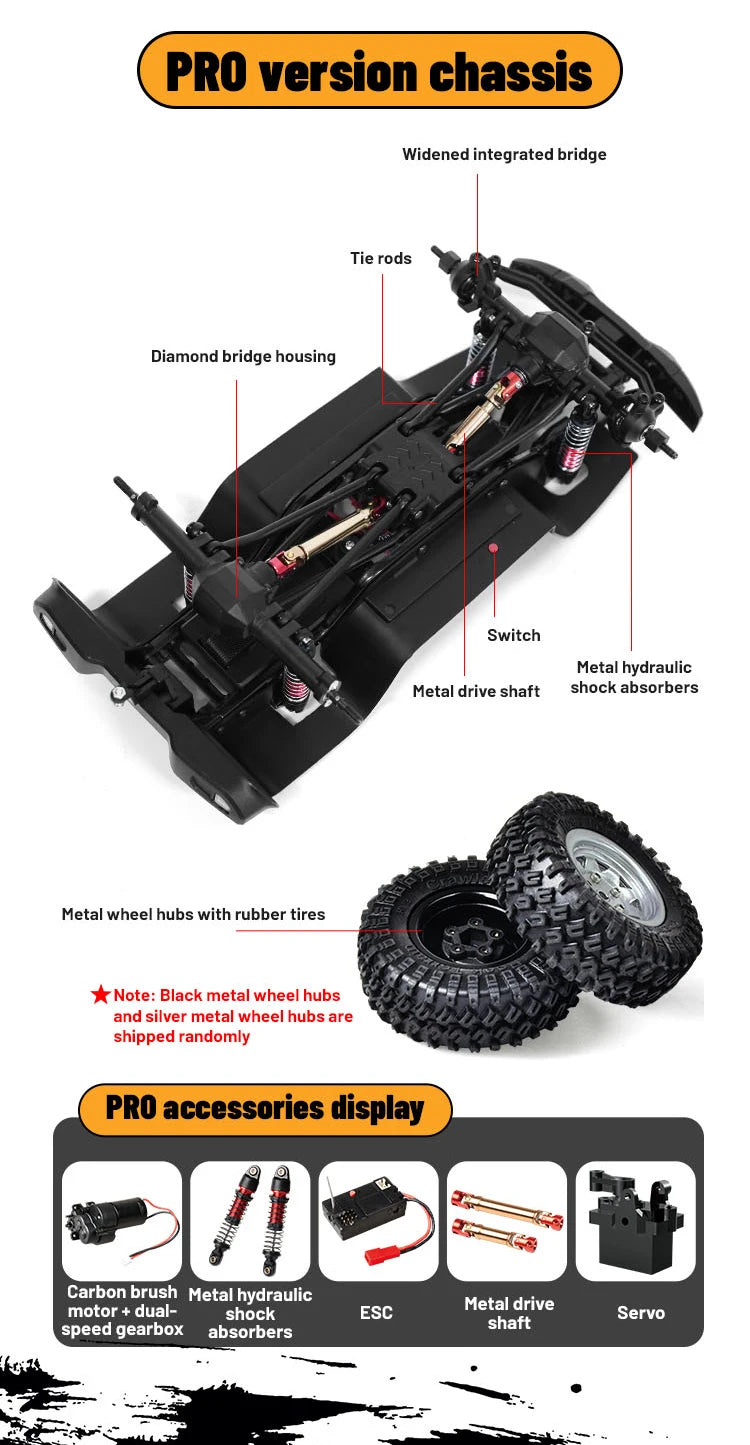 C8801 PRO/ C8801 1/18 RC Car With Light 2.4G 4WD Electric Climbing High-Speed Off-Road Vehicle Remote Control Toys For Kid Adult